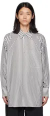Y's White Striped Shirt In 2 Black