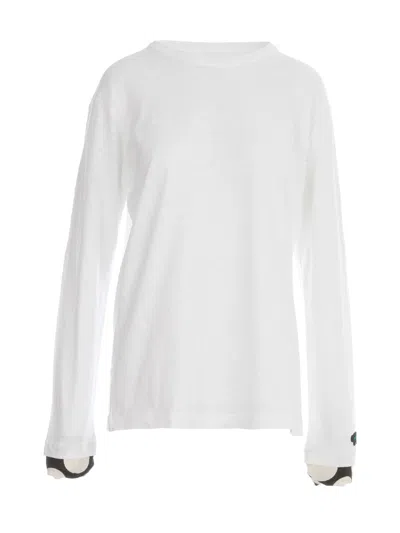 Y'S UNEVEN YARN X PE POLKA PIG L/S T-SHIRT,YD.T55.056 1 WHITE