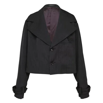 Y's Wide Collar Long Sleeve Jacket In Gray