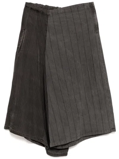 Y's Wide-leg Cotton Pants In Grey