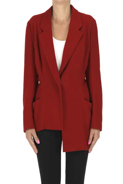 Y's Wool Cloth Asymmetric Blazer In Red