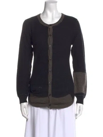 Pre-owned Y's Wool Colorblock Pattern Sweater In Black