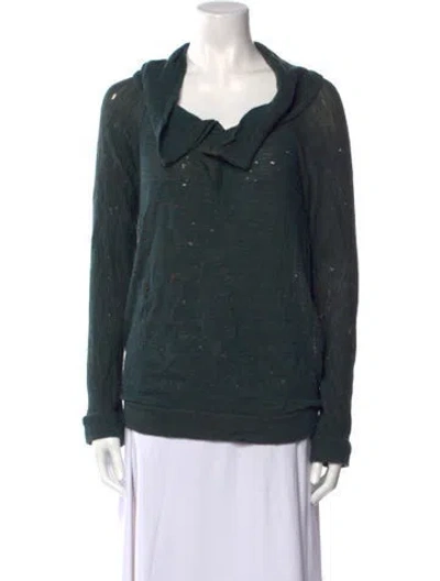 Pre-owned Y's Wool Cowl Neck Sweater In Green