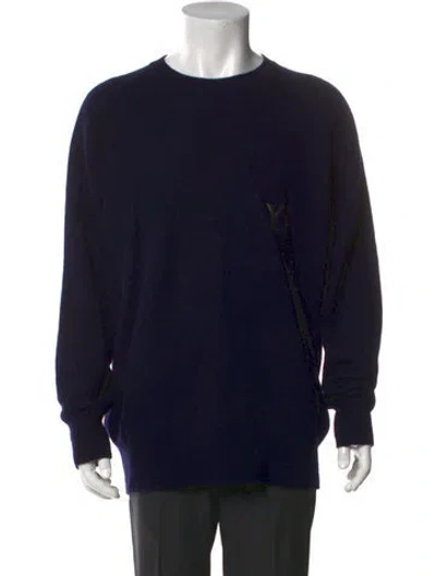 Pre-owned Y's Wool Crew Neck Pullover In Black