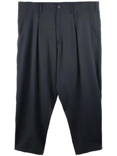 Y's Wool Cropped Trousers In Black