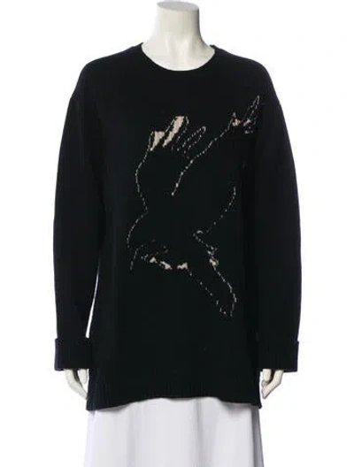 Pre-owned Y's Wool Graphic Print Sweater In Black