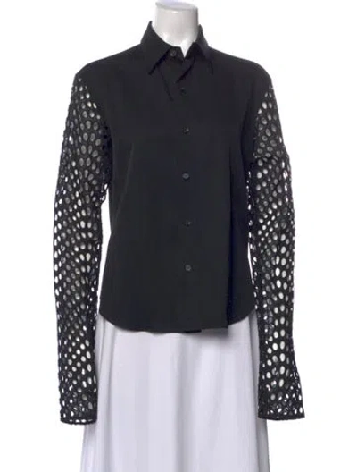 Pre-owned Y's Wool Long Sleeve Top In Black