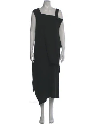 Pre-owned Y's Wool Midi Length Dress In Gray