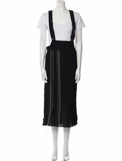 Pre-owned Y's Wool Midi Length Skirt In Black