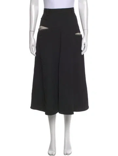 Pre-owned Y's Wool Midi Length Skirt In Black