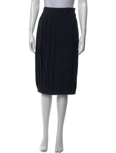 Pre-owned Y's Wool Midi Length Skirt In Black