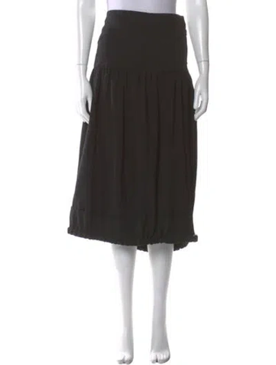 Pre-owned Y's Wool Midi Length Skirt In Black