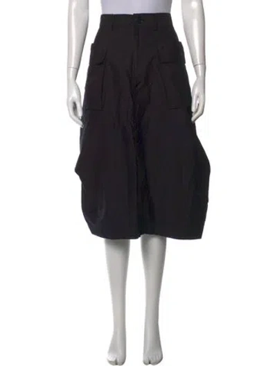Pre-owned Y's Wool Midi Length Skirt In Black