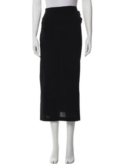 Pre-owned Y's Wool Midi Length Skirt In Black