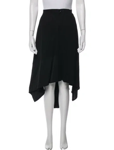 Pre-owned Y's Wool Midi Length Skirt In Black