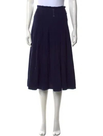 Pre-owned Y's Wool Midi Length Skirt In Blue