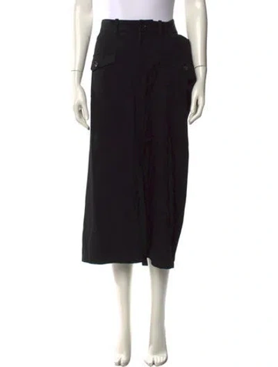 Pre-owned Y's Wool Midi Length Skirt W/ Tags In Black