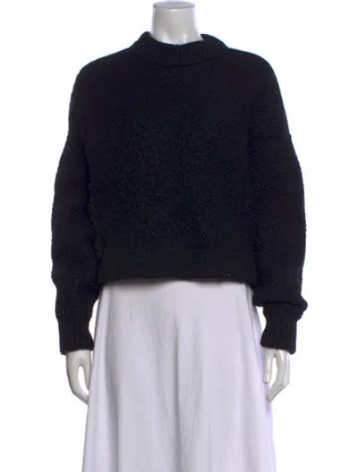 Pre-owned Y's Wool Mock Neck Sweater In Black