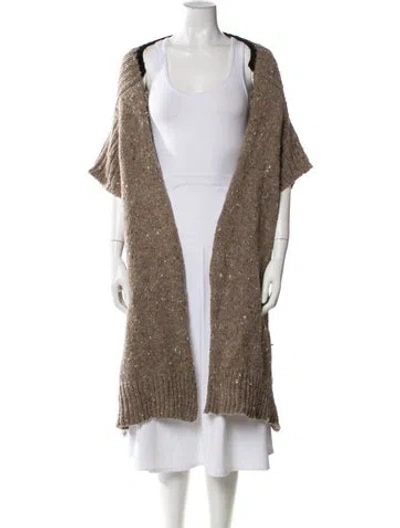 Pre-owned Y's Wool Open Front Sweater In Brown