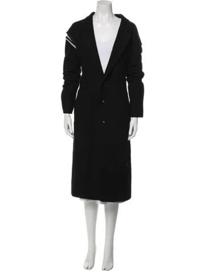 Pre-owned Y's Wool Patterned Coat In Black