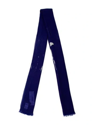 Pre-owned Y's Wool Printed Scarf In Blue