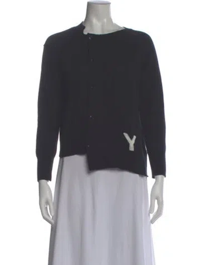 Pre-owned Y's Wool Scoop Neck Sweater In Gray