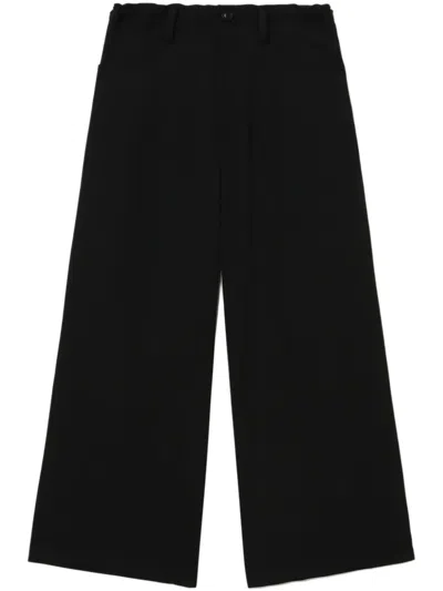 Y's Wide-leg Cropped Trousers In Black