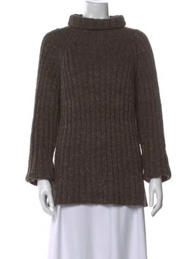 Pre-owned Y's Wool Turtleneck Sweater In Brown