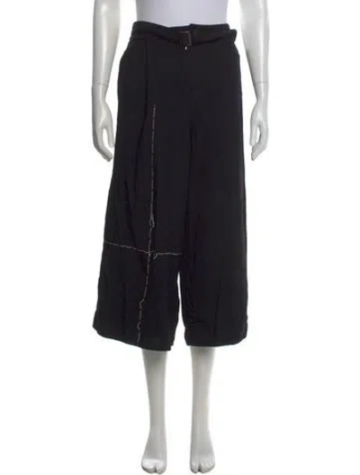 Pre-owned Y's Wool Wide Leg Pants In Black