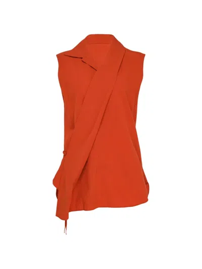 Y's Wrap Knot Sleeveless Shirt In Orange