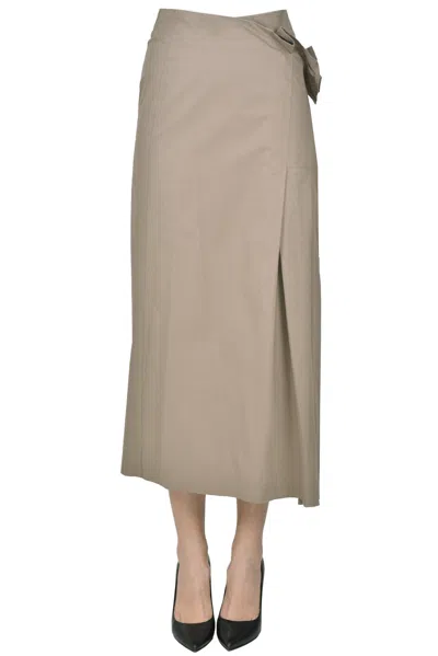 Y's Wraparound Cotton Shirt In Brown