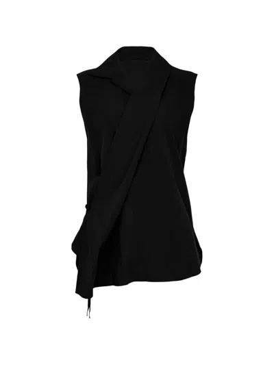Y's Wrap-knot Sleeveless Shirt In Black