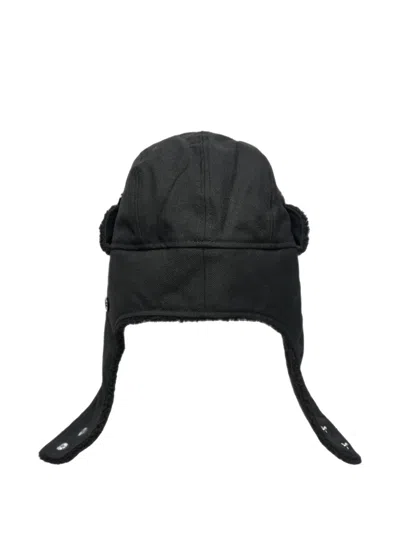 Y's X New Era Logo-embroidered Wool Trapper Hat In Black