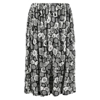 Y'S Y'S ASYMMETRICAL ABSTRACT PATTERNED MIDI SKIRT