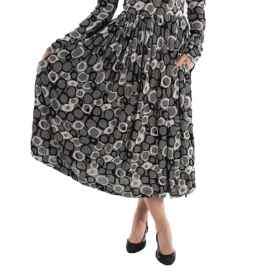 Y's Asymmetrical Abstract Patterned Midi Skirt, Brand Size 2 (small)