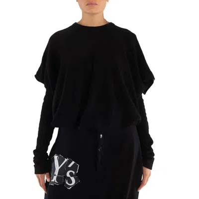 Y's Black Bag Shaped Round Neck T-shirt