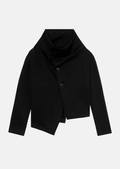 Y's Black Cropped Asymmetric Jacket