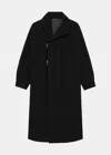 Y's Long Single Breasted Coat In Black