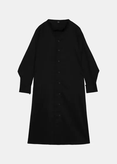 Y's Black Long-sleeve Midi Shirtdress