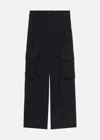 Y'S Y'S BLACK PLEATED HIGH-WAISTED CARGO TROUSERS
