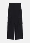 Y's Pleated High-waisted Cargo Trousers In Black