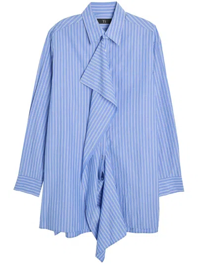 Y's Y-cloth Plaket Shirt In Blue