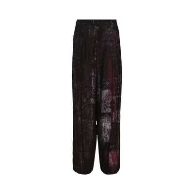 Pre-owned Y's Cupro-dungaree Twill Gather Pants 'blue/green' | Women's Size 1
