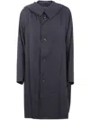 Y's Hooded Button Single-breasted Coat In Gray