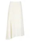 Y's Flowing White Linen Blend Skirt In White
