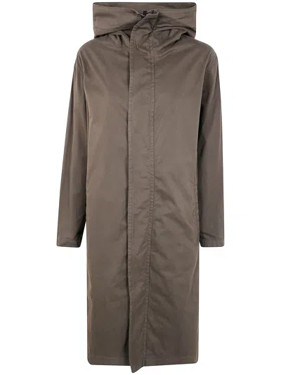 Y's Hoodie Twill Coat In Brown