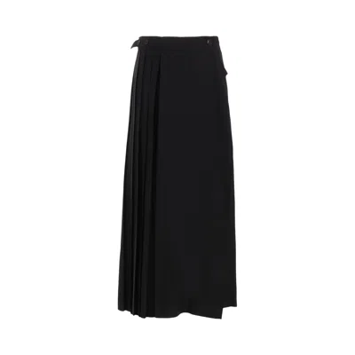 Pre-owned Y's I-pleated Wrap Skirt 'black' | Women's Size 1