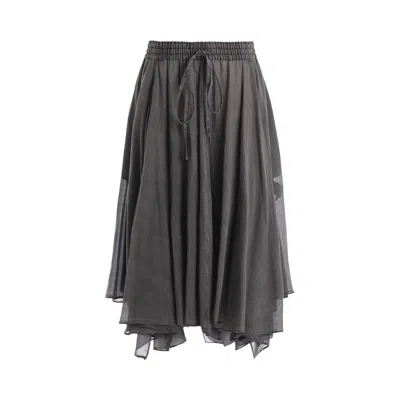 Pre-owned Y's I-flare Gather Skirt 'grey' | Women's Size 2 In Gray