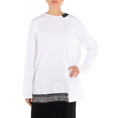Y's Knit Attached Long Sleeve Shirt In White
