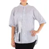 Y's Ladies Abstract-print U-tuck Collar Cotton Shirt
